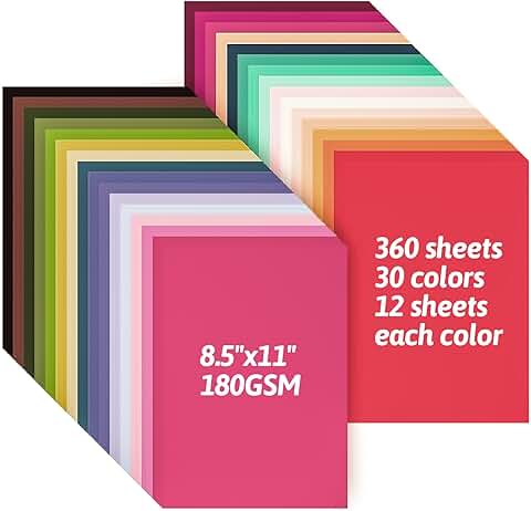 Assorted Construction Paper, 360 Sheets, 30 Colors