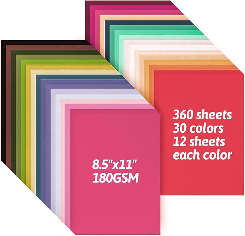 Assorted Construction Paper, 360 Sheets, 30 Colors