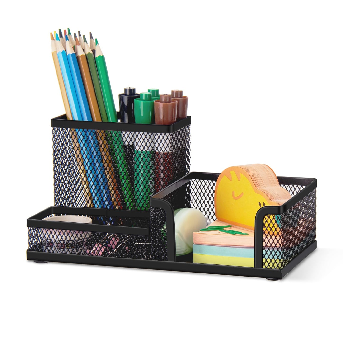 Mesh Pen and Pencil Holder with Three Compartments