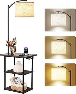 Floor Lamp with Table and Charging Station