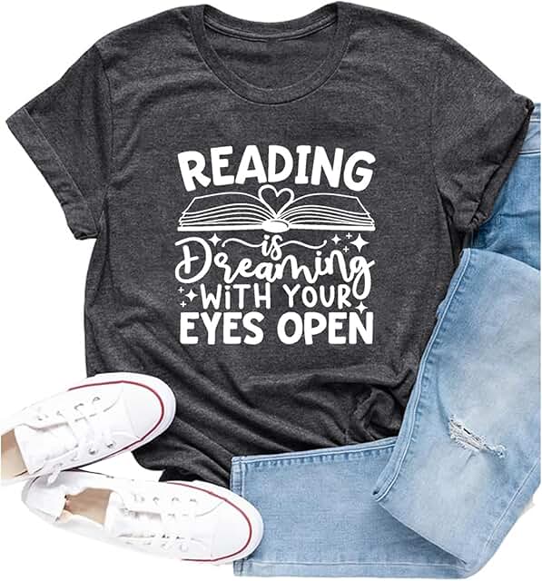 Women's Reading T-Shirt with Dreaming Eyes Design