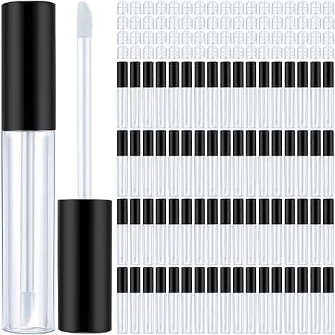 100 Clear 10ml Lip Gloss Tubes with Wands and Inserts