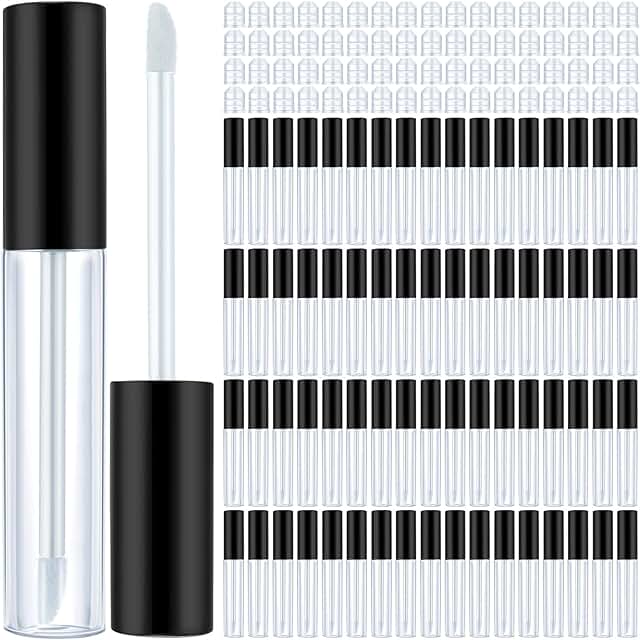 100 Clear 10ml Lip Gloss Tubes with Wands and Inserts