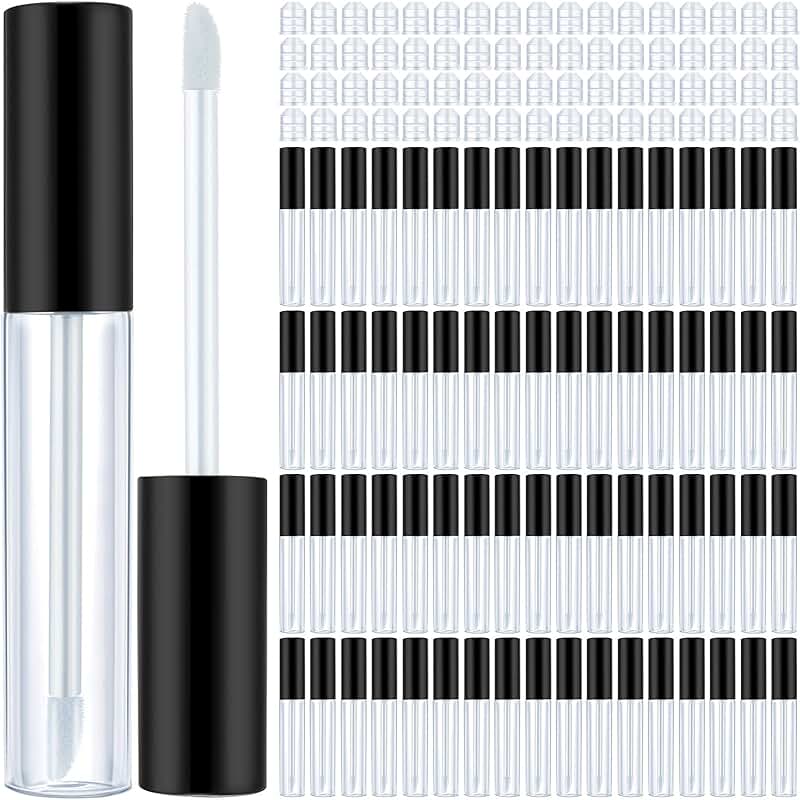 100 Clear 10ml Lip Gloss Tubes with Wands and Inserts