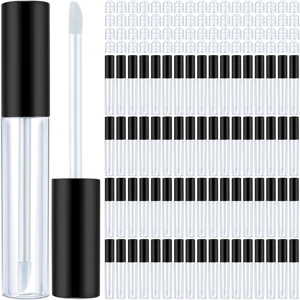 100 Clear 10ml Lip Gloss Tubes with Wands and Inserts