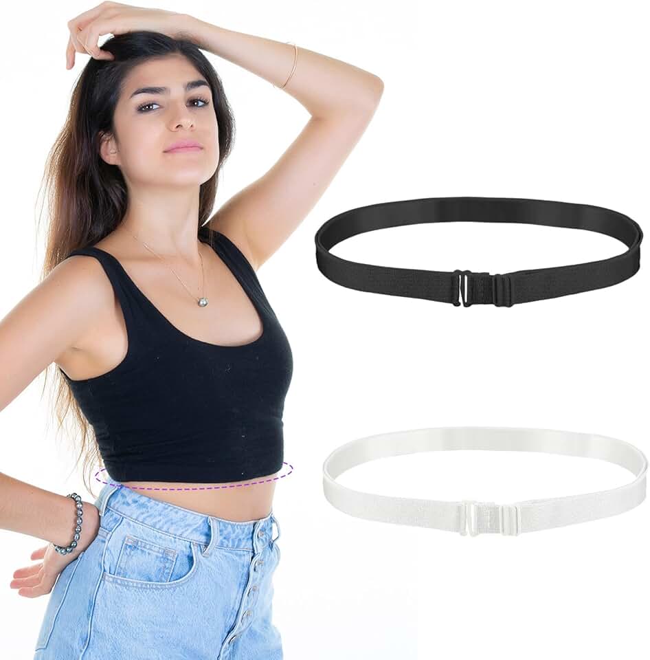 Two Women's Adjustable Elastic Tuck Belts
