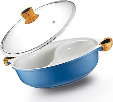 Nonstick Hot Pot with Divider and Silicone Spoons