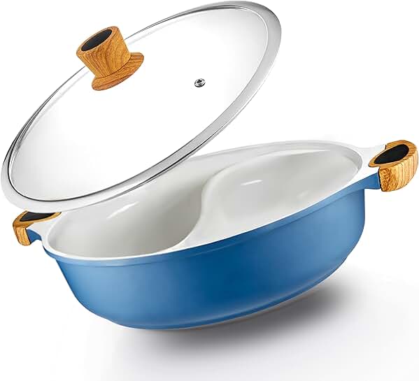 Nonstick Hot Pot with Divider and Silicone Spoons
