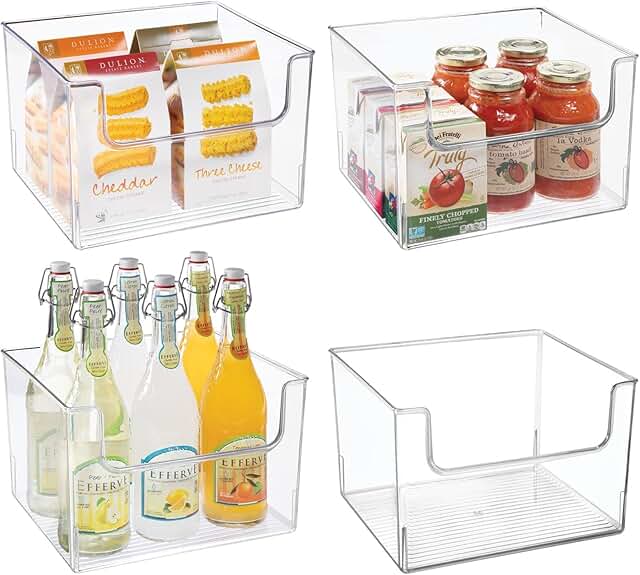 Set of 4 Clear Fridge Storage Organizers