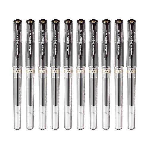 Set of 10 black broad point ballpoint pens