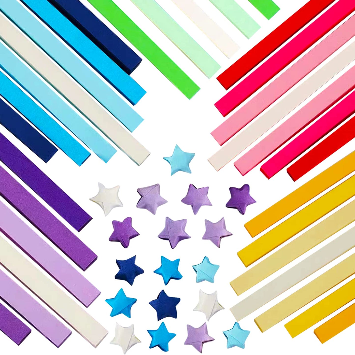 Double-Sided Origami Paper Strips 2700 Sheets 16 Colors