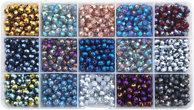 1200pcs 6mm Multicolor Glass Beads for Jewelry Making