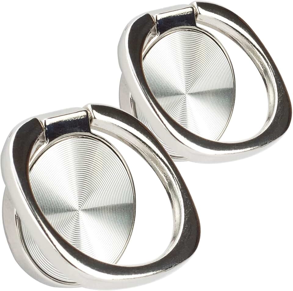 Two Rounded CD Texture Phone Ring Holders with 360° Rotation