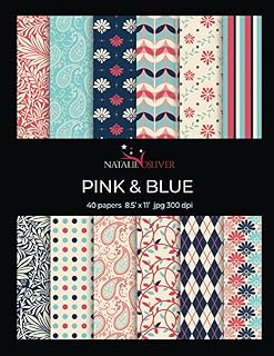 Pink and Blue Scrapbooking Paper, 40 Sheets