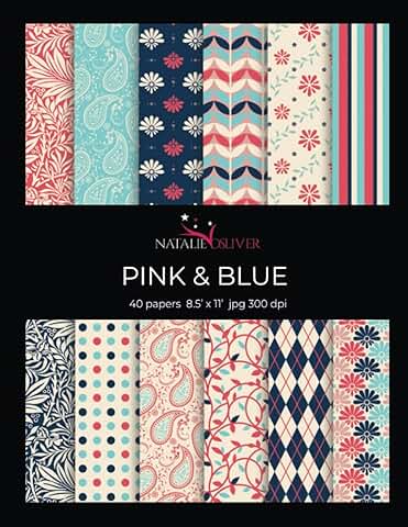 Pink and Blue Scrapbooking Paper, 40 Sheets