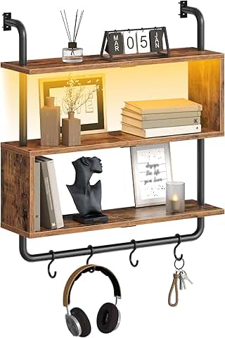 Floating Shelves with LED Lights, 29.5" Wall Mount Display Rack