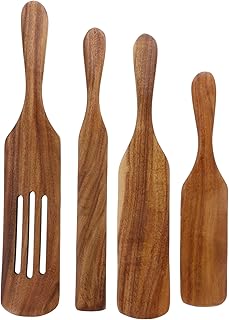 Set of four acacia wooden kitchen utensils