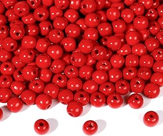 400pcs 16mm Red Wooden Beads for Crafts and Decorations