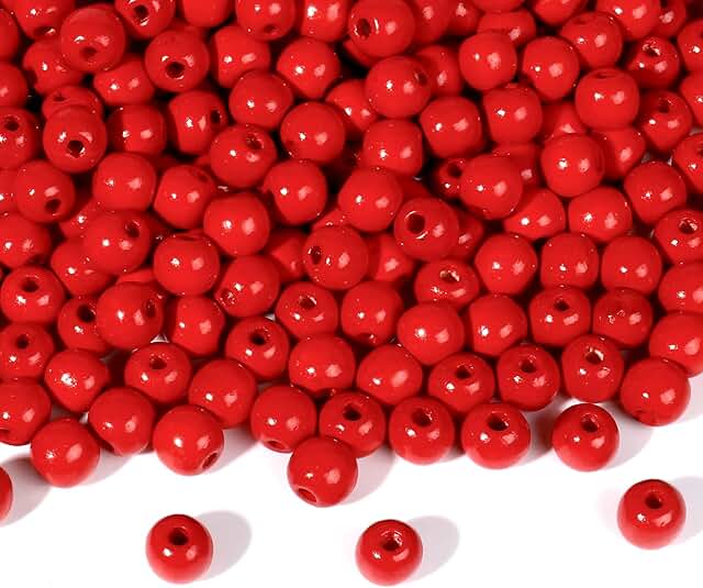 400pcs 16mm Red Wooden Beads for Crafts and Decorations