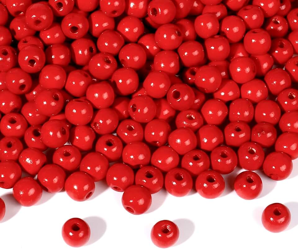 400pcs 16mm Red Wooden Beads for Crafts and Decorations