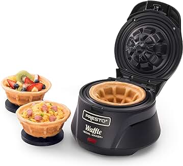 Black Belgian Waffle Bowl Maker, 9.3 x 8.25 x 5.25 inches