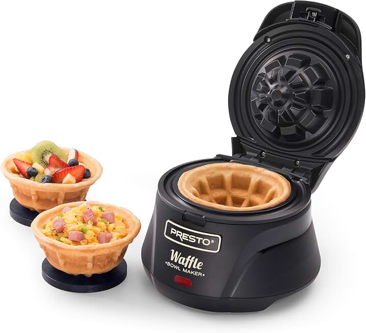 Black Belgian Waffle Bowl Maker, 9.3 x 8.25 x 5.25 inches
