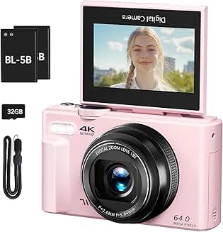 4K Digital Camera with 64MP, Flip Screen, 18X Zoom