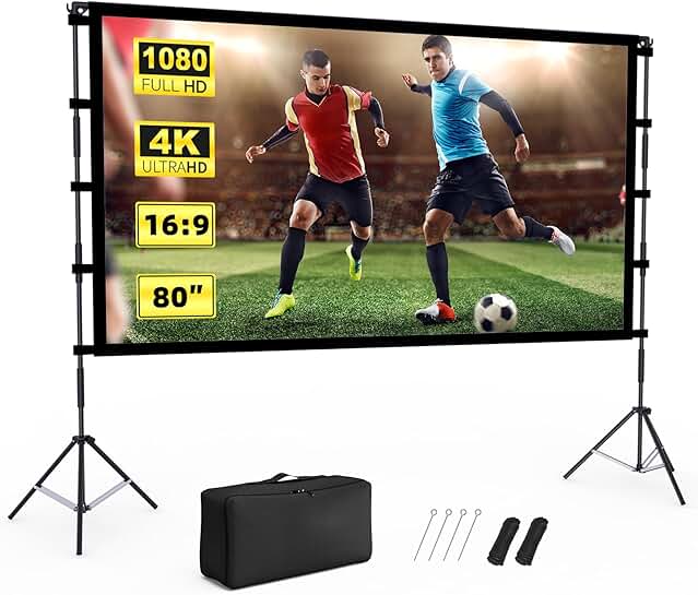 Outdoor 80" Portable Foldable Projector Screen with Stand