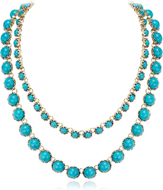 Turquoise Beaded Layered Necklace for Summer