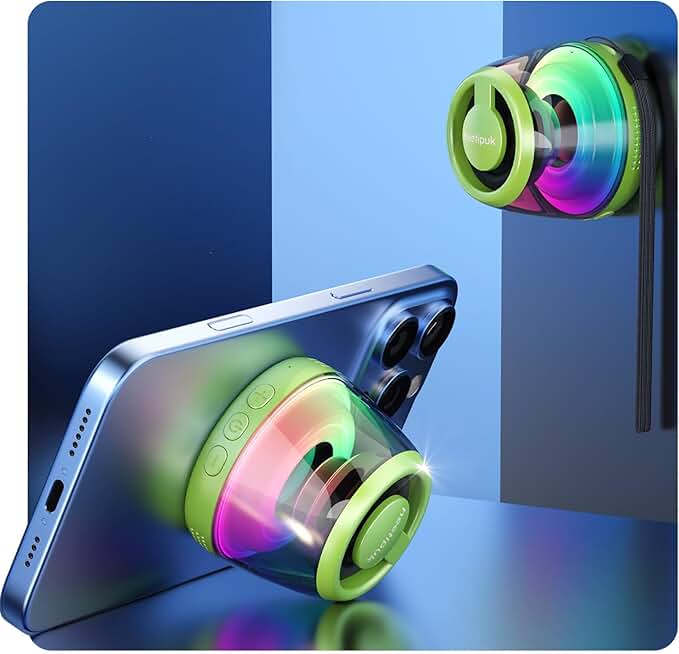 Portable Bluetooth Speaker with Bass, RGB Light, and Lanyard