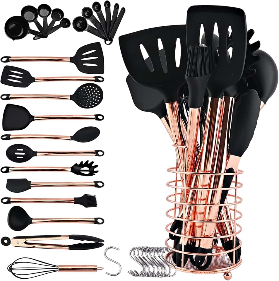 16-Piece Non-Stick Silicone Kitchen Utensil Set with Holder