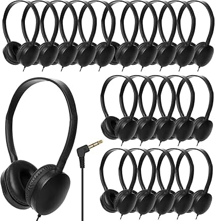 30 Kids Classroom Headphones with 3.5mm Jack in Multiple Colors