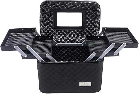 Foldable 4-Layer Makeup Bag with Mirror