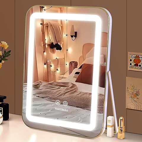 Lighted 14.5" Vanity Mirror with Touch Control and 360° Rotation