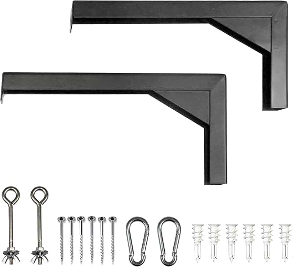 12" Black Projector Screen Wall or Ceiling Mount Brackets