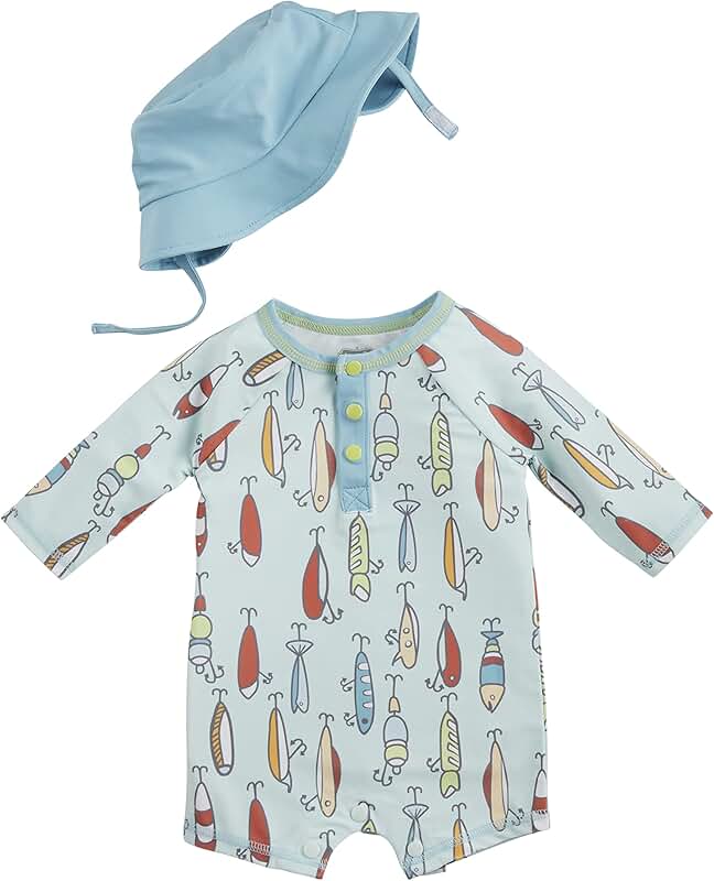 Baby Boys' Rashguard Swimsuit and Hat Set