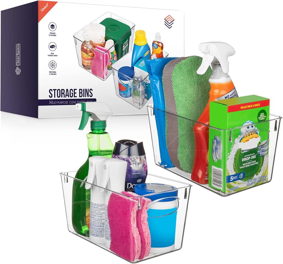 Clear Plastic Storage Bins for Kitchen and Pantry Organization