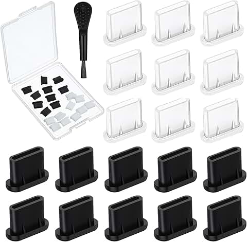 20 Silicone USB-C Dust Plugs with Cleaning Brush