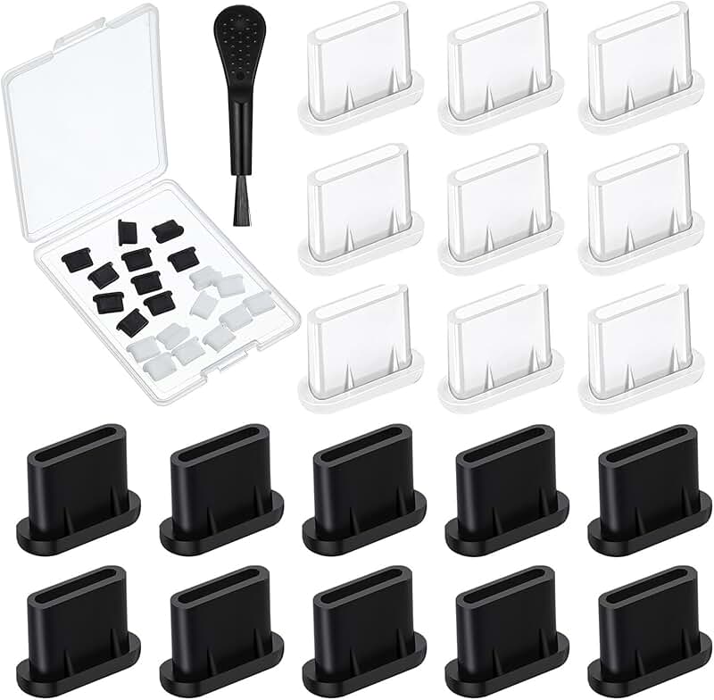 20 Silicone USB-C Dust Plugs with Cleaning Brush