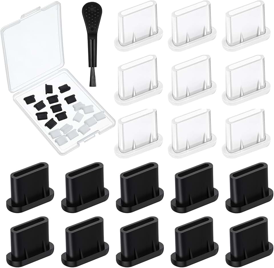 20 Silicone USB-C Dust Plugs with Cleaning Brush