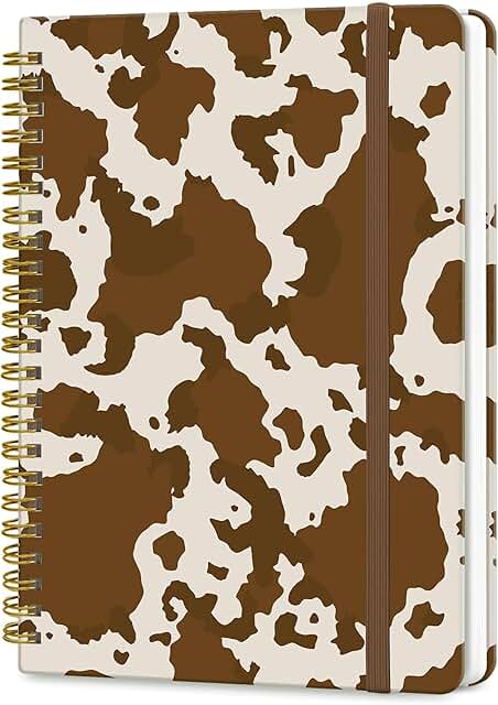 A5 Spiral Notebook with Cow Print Cover
