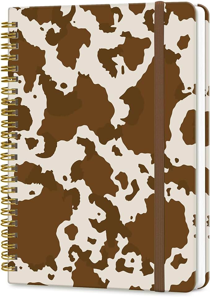 A5 Spiral Notebook with Cow Print Cover