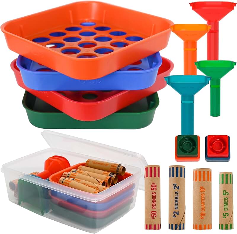 Coin Sorter Trays and Coin Counter Tubes with Wrappers