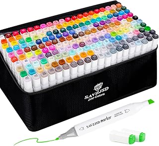200-Color Alcohol Marker Set for Coloring and Drawing