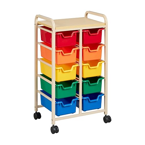 Mobile Storage Cart with 10 Bins