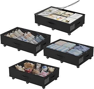 4-Pack Under Bed Storage with Clear Lids