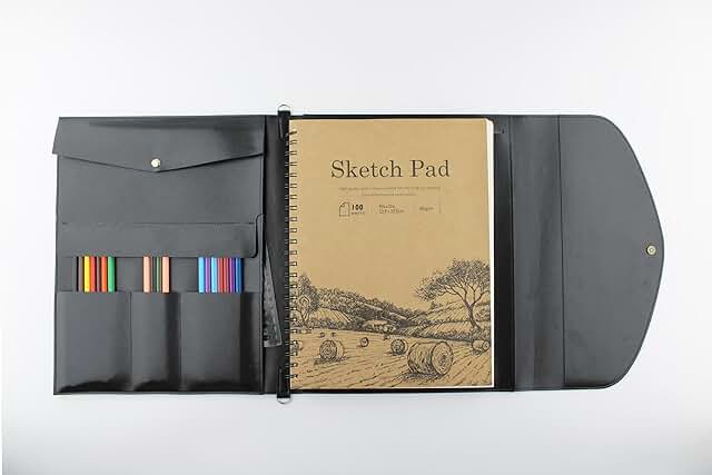 Sketchbook Cover for 9x12 Drawing Book and Pencil Case