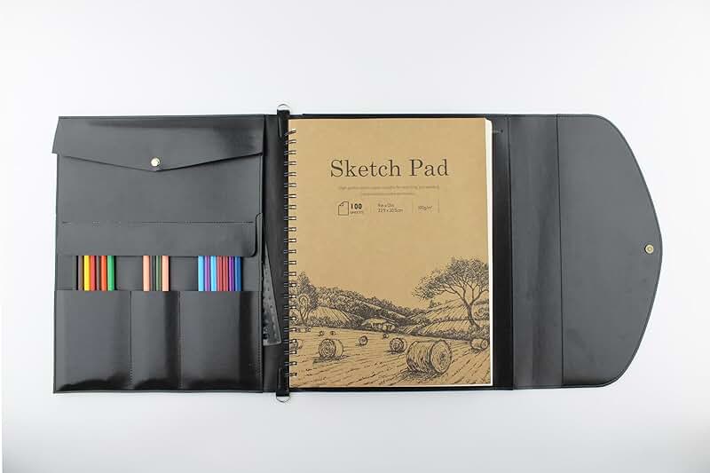Sketchbook Cover for 9x12 Drawing Book and Pencil Case