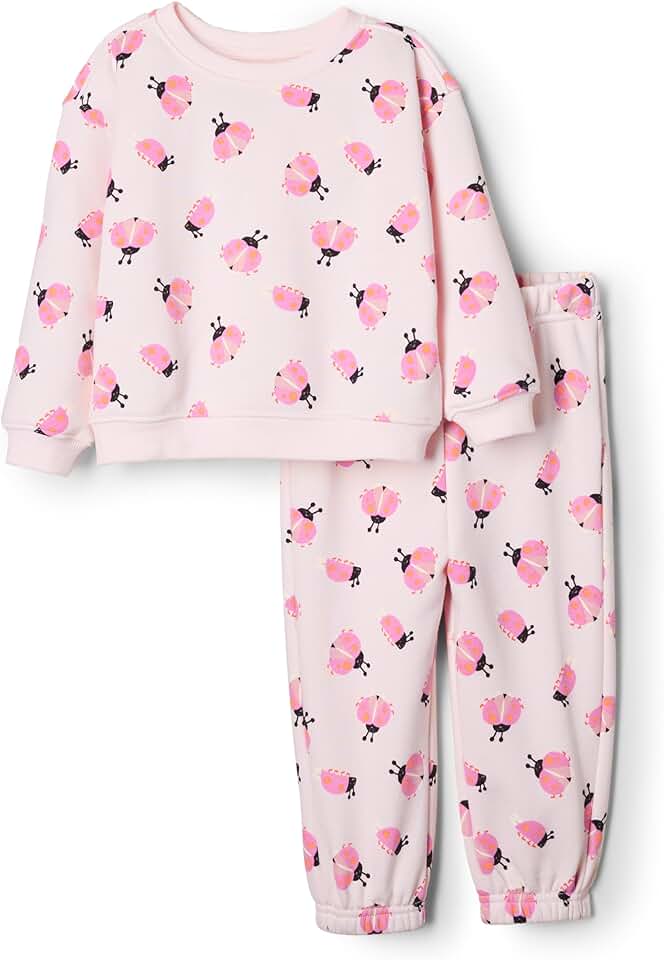 Toddler Girls' Pale Pink Ladybug Sweatshirt and Pants Set