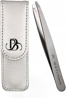 Lightweight Stainless Steel Slant Tweezers in Case